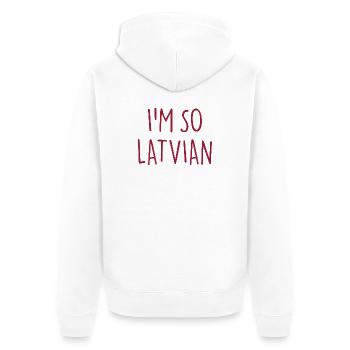 I'M SO LATVIAN Latvia Lettland - Unisex Premium Organic Zip Hoodie - white - Back - Thijin (182cm)