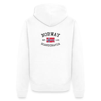 Norway - Norge - Norwegen - Scandinavia - 1905 - Unisex Premium Bio Zip Hoodie - Weiß - Hinten - Thijin (182cm)