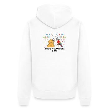 Who is a good boy ? - Unisex Premium Organic Zip Hoodie - white - Back - Thijin (182cm)