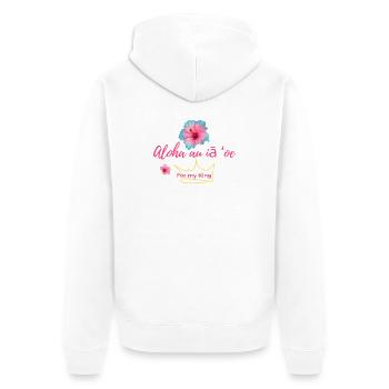 Aloha au iā ʻoe T-Shirt: Hawaiianisches Liebes-T-Shirt mit Blumenmuster - Unisex Premium Bio Zip Hoodie - Weiß - Hinten - Thijin (182cm)