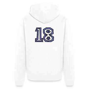 18. 18 ANS. 18e ANNIVERSAIRE. ANNIVERSAIRE 18 ANS. - Veste à capuche bio Premium Unisexe - blanc - Dos - Thijin (182cm)