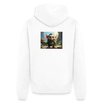 Kleiner Grünwesen im Wald - Unisex Premium Bio Zip Hoodie - Weiß - Hinten - Thijin (182cm)