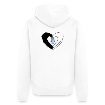 Famille Mains Coeur Amour Protection Vecteur - Veste à capuche bio Premium Unisexe - blanc - Dos - Thijin (182cm)