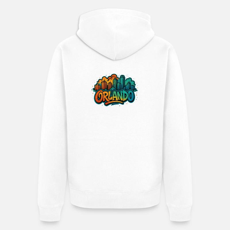 Orlando Graffiti Skyline - Veste à capuche bio Premium Unisexe - blanc