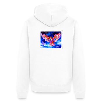 Colorful eagle owl in front of a starry sky - Unisex Premium Organic Zip Hoodie - white - Back - Thijin (182cm)