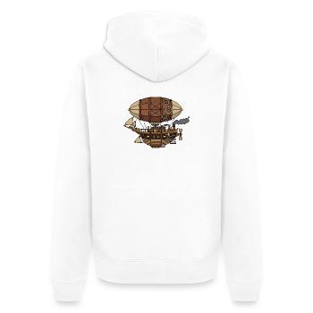 Steampunk Airship - Unisex Premium Organic Zip Hoodie - white - Back - Thijin (182cm)