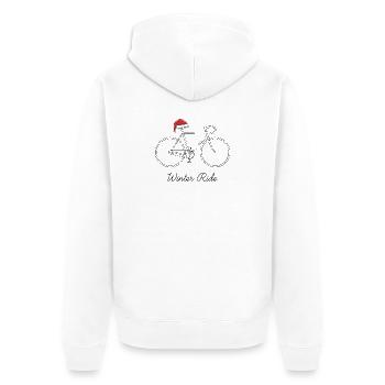 Winter Ride Bicycle Outline - Unisex Premium Organic Zip Hoodie - white - Back - Thijin (182cm)