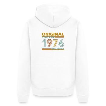 Original Vintage 1976 Limited Edition - Unisex Premium Organic Zip Hoodie - white - Back - Thijin (182cm)