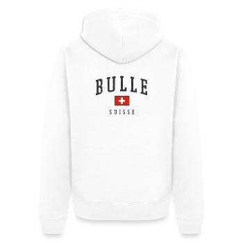 Bulle Suisse Emblem - Unisex Premium Bio Zip Hoodie - Weiß - Hinten - Thijin (182cm)