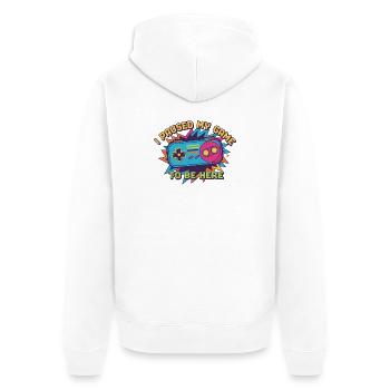 Retro Controller Meme Tee - Unisex Premium Organic Zip Hoodie - white - Back - Thijin (182cm)