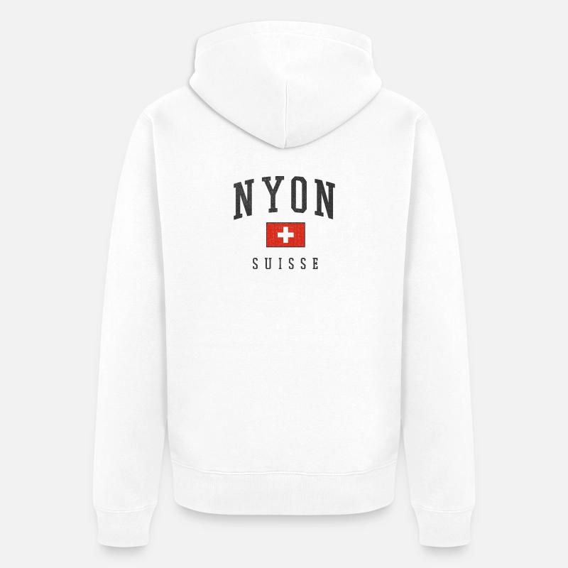 Graphique du drapeau Nyon Suisse - Veste à capuche bio Premium Unisexe - blanc