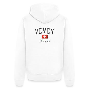 Vevey Switzerland Emblem - Unisex Premium Organic Zip Hoodie - white - Back - Thijin (182cm)