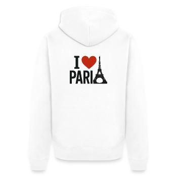 Ich liebe Paris Coeur und den Eiffelturm - Unisex Premium Bio Zip Hoodie - Weiß - Hinten - Thijin (182cm)