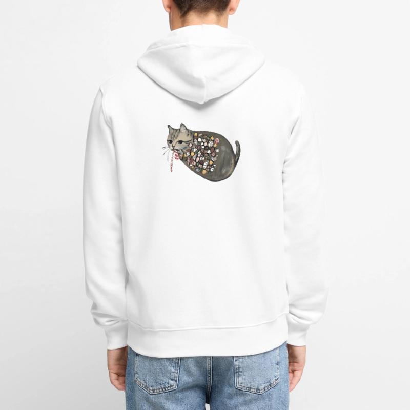 Candy Pattern Candy Cat Unisex Premium Organic Zip Hoodie