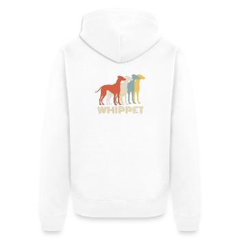 Retro Whippet Lover Dog Breed Vintage Design - Unisex Premium Organic Zip Hoodie - white - Back - Thijin (182cm)