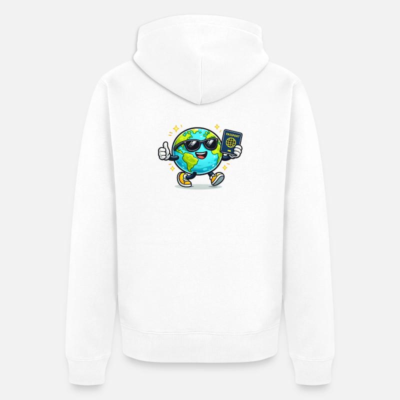 Aventure du Globe Buddy Passport - Veste à capuche bio Premium Unisexe - blanc