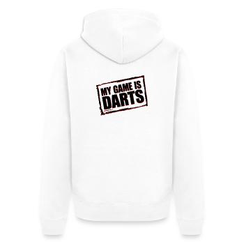Sweat à capuche et t-shirt amusants de fléchettes pour les fans de fléchettes - Veste à capuche bio Premium Unisexe - blanc - Dos - Thijin (182cm)