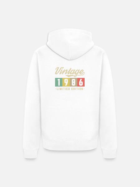 Vintage 1986 Limited Edition - Unisex Premium Organic Zip Hoodie - white
