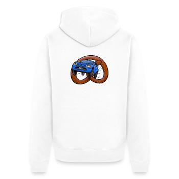 Brezeln auf Rädern - Unisex Premium Bio Zip Hoodie - Weiß - Hinten - Thijin (182cm)