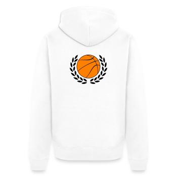 Basketball-Icon in kräftigem Orange - Unisex Premium Bio Zip Hoodie - Weiß - Hinten - Thijin (182cm)
