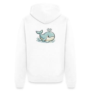 Small Blue Whale Splash Animal - Unisex Premium Organic Zip Hoodie - white - Back - Thijin (182cm)