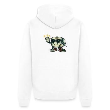 Héros hip-hop en papier toilette avec une basket - Veste à capuche bio Premium Unisexe - blanc - Dos - Thijin (182cm)