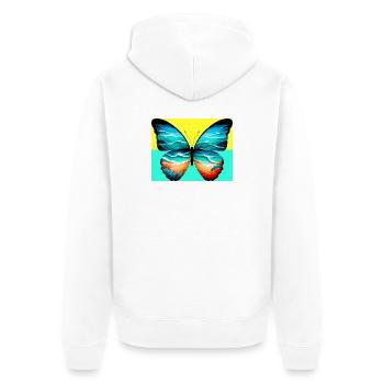 Schmetterling - Unisex Premium Bio Zip Hoodie - Weiß - Hinten - Thijin (182cm)