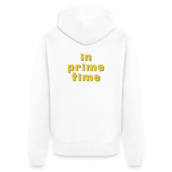 Typographie rétro 3D en prime time - Veste à capuche bio Premium Unisexe - blanc - Dos - Thijin (182cm)