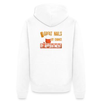 Nageldesigner Nageldesignerin Kosmetik Nagelstudio - Unisex Premium Bio Zip Hoodie - Weiß - Hinten - Thijin (182cm)