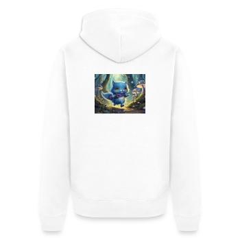 Blaues Waldkätzchen Abenteuer - Unisex Premium Bio Zip Hoodie - Weiß - Hinten - Thijin (182cm)
