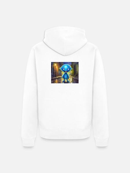 Blue funny and laughing monster - Unisex Premium Organic Zip Hoodie - white
