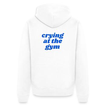 crying at the gym - Unisex Premium Organic Zip Hoodie - white - Back - Thijin (182cm)