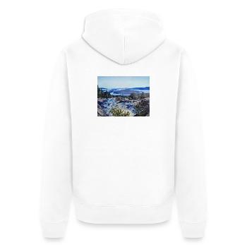 Bremstølen - Unisex Premium Organic Zip Hoodie - white - Back - Thijin (182cm)