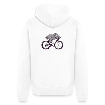 Schlafender Koala auf dem Rennrad - Unisex Premium Bio Zip Hoodie - Weiß - Hinten - Thijin (182cm)