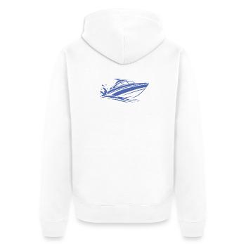 Minimalistische Motorboot Surfen Sommer Wasser  - Unisex Premium Bio Zip Hoodie - Weiß - Hinten - Thijin (182cm)