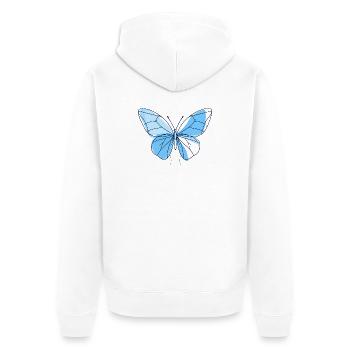 Blue Line Butterfly - Unisex Premium Organic Zip Hoodie - white - Back - Thijin (182cm)