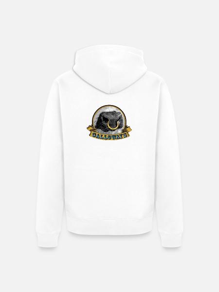 Galloway Ring-Kuh Logo - Unisex Premium Bio Zip Hoodie - Weiß