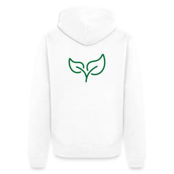 Icône de ligne de feuille verte Eco Nature Symbole de croissance Vect - Veste à capuche bio Premium Unisexe - blanc - Dos - Thijin (182cm)
