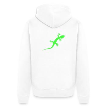 Neon Gecko Silhouette - Unisex Premium Bio Zip Hoodie - Weiß - Hinten - Thijin (182cm)
