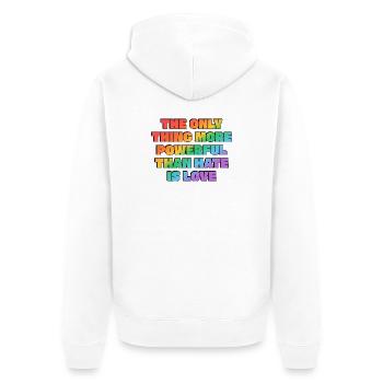 Love Over Hate Rainbow Power - Unisex Premium Organic Zip Hoodie - white - Back - Thijin (182cm)