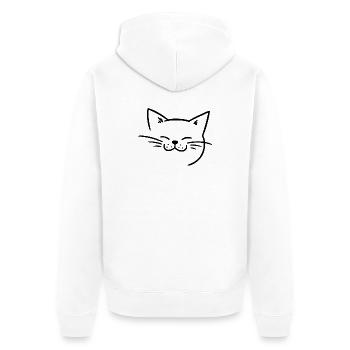 Strahlendes Katzengesicht mit Schnurrhaaren - Unisex Premium Bio Zip Hoodie - Weiß - Hinten - Thijin (182cm)