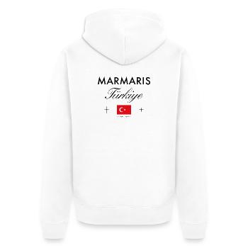 Marmaris Türkei Koordinaten Reise Souvenir - Unisex Premium Bio Zip Hoodie - Weiß - Hinten - Thijin (182cm)