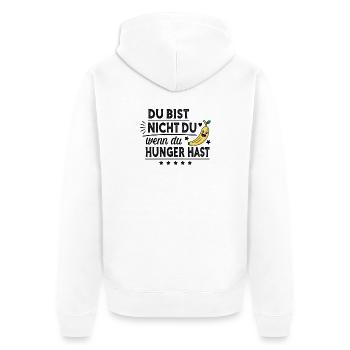 Du bist nicht du, wenn du Hunger hast - Unisex Premium Bio Zip Hoodie - Weiß - Hinten - Thijin (182cm)