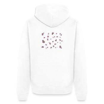 lila Mohn - Unisex Premium Bio Zip Hoodie - Weiß - Hinten - Thijin (182cm)