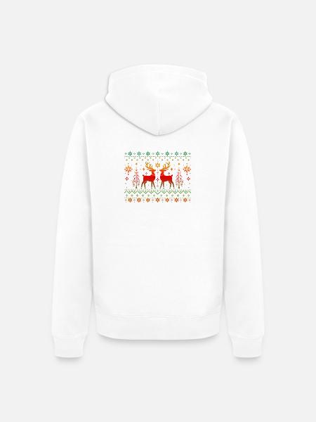 Hirsche im weihnachtlichen Muster - Unisex Premium Bio Zip Hoodie - Weiß