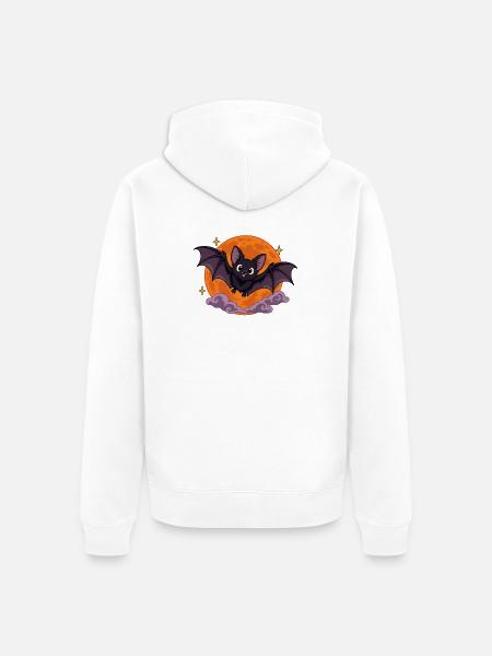 Mondfledermaus Cartoon - Unisex Premium Bio Zip Hoodie - Weiß