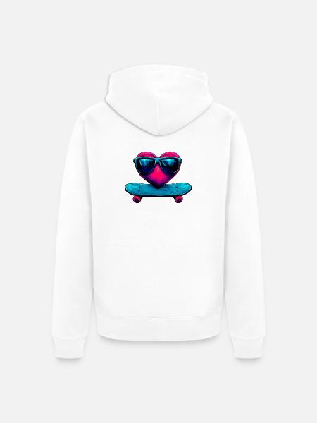 Skate Love Rider - Unisex Premium Bio Zip Hoodie - Weiß
