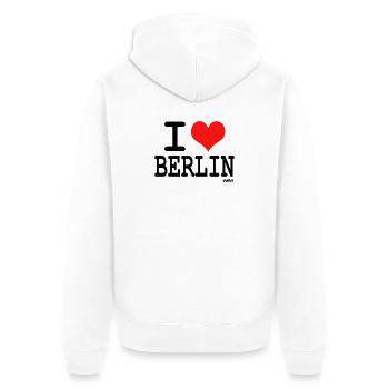 i love berlin - Unisex Premium Bio Zip Hoodie - Weiß - Hinten - Thijin (182cm)