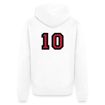 The number 10 - number ten - Unisex Premium Organic Zip Hoodie - white - Back - Thijin (182cm)