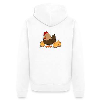 Chicken family - Unisex Premium Bio Zip Hoodie - Weiß - Hinten - Thijin (182cm)